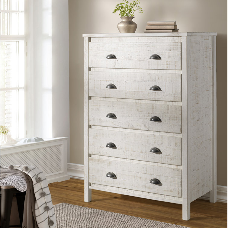 Baja Rustic White Pine 5-Drawer Dresser with Sophisticated Charm