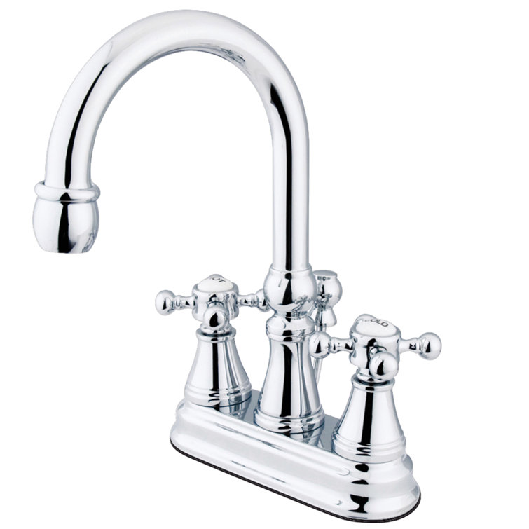 Polished Chrome Vintage Centerset Bathroom Faucet with Brass Pop-Up