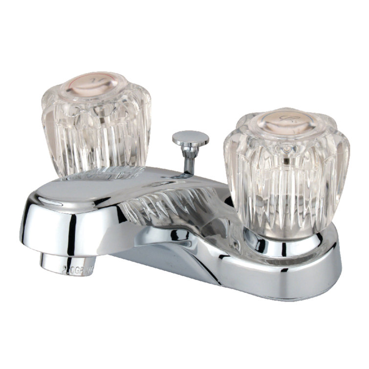 Polished Chrome 4-Inch Centerset Bathroom Faucet with Acrylic Handles