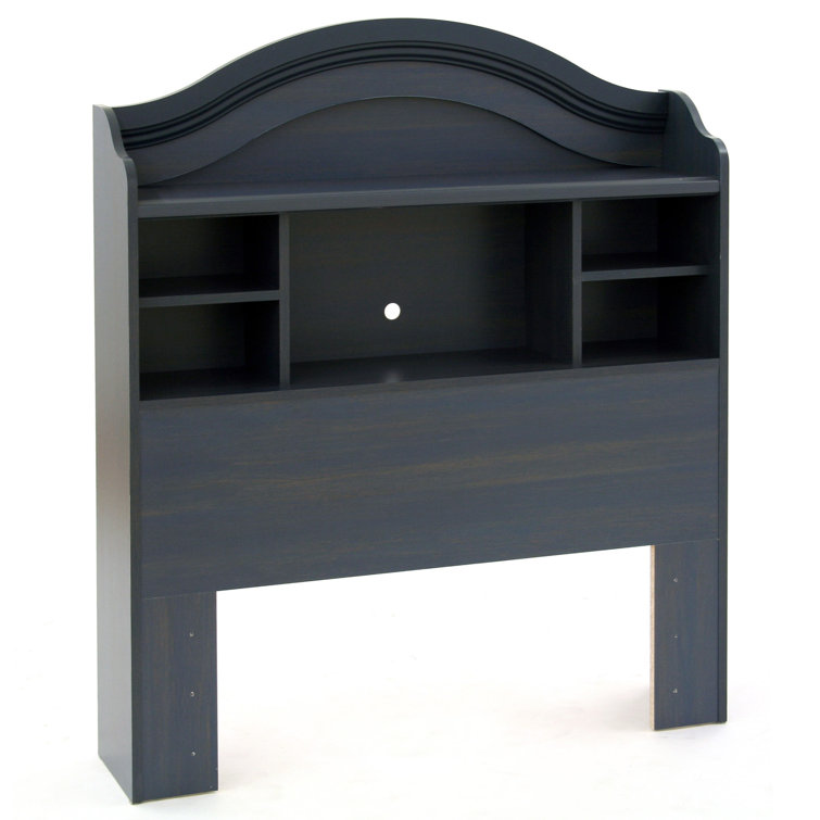 Twin Blueberry Wood Bookcase Headboard with Storage