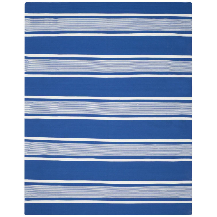 Coastal Breeze Blue Stripe 4' x 6' Synthetic Easy-Care Rug