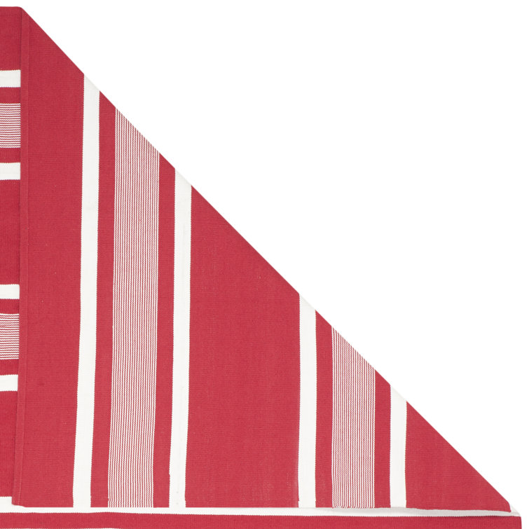 Red Stripe Synthetic 4' x 6' Handmade Flat Woven Rug