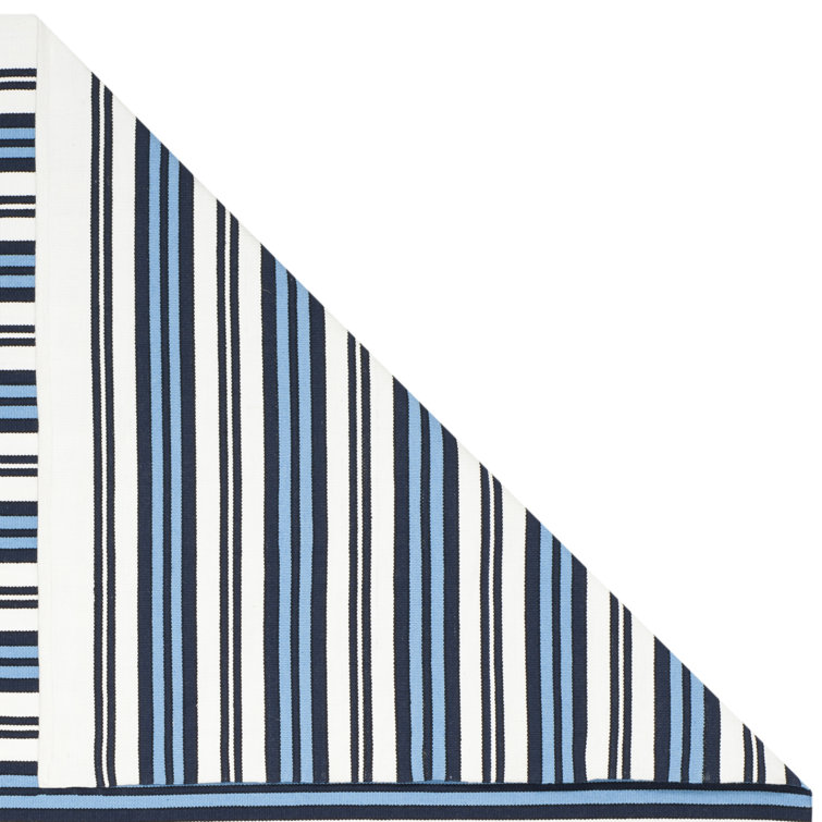 Blue and White Stripe Flat Woven 5' x 8' Area Rug