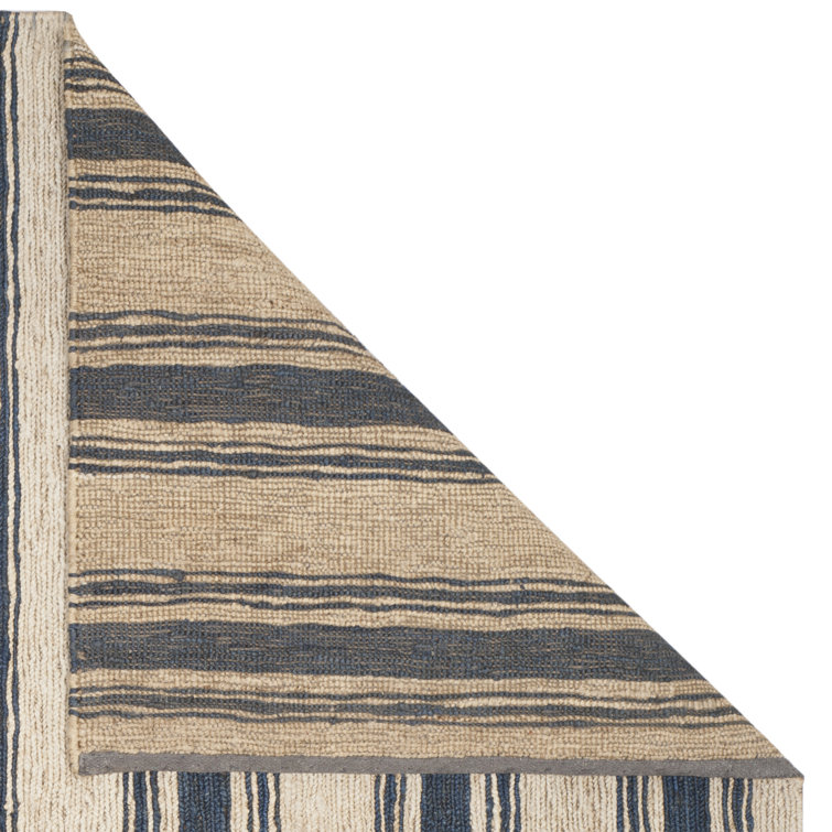 Hand-Knotted Multi-Stripe Jute and Cotton 4' x 6' Rug
