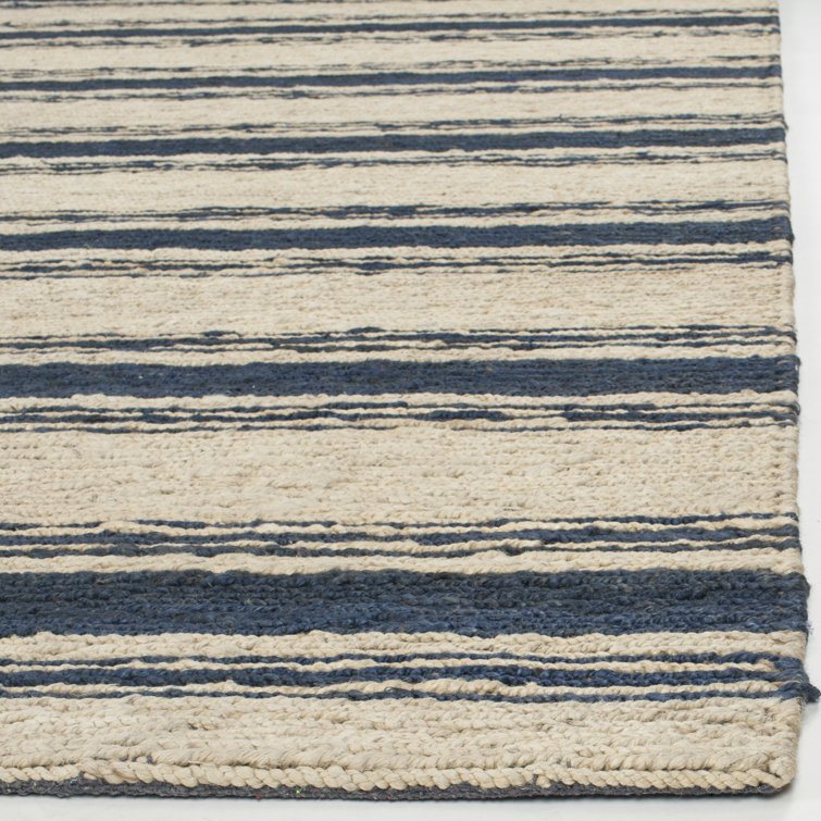 Hand-Knotted Multi-Stripe Jute and Cotton 4' x 6' Rug