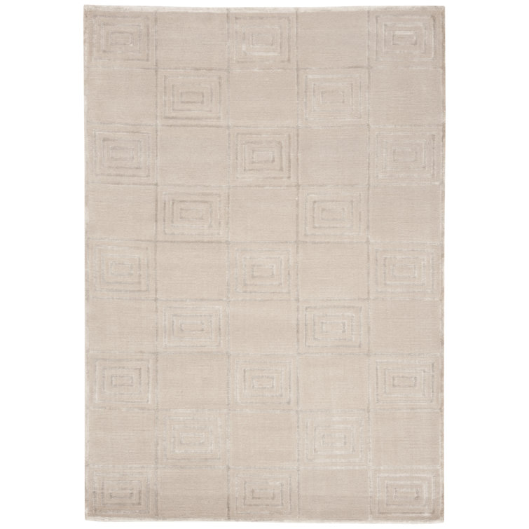 Sterling Hand-Knotted Geometric Wool and Viscose Area Rug