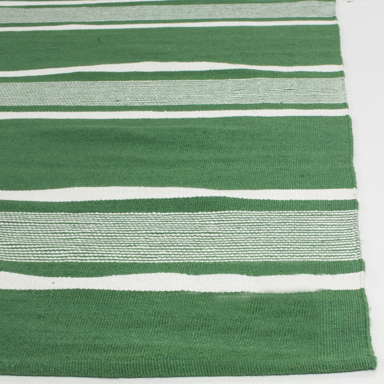 Hanover Stripe Green 9' x 12' Flat Weave Synthetic Area Rug