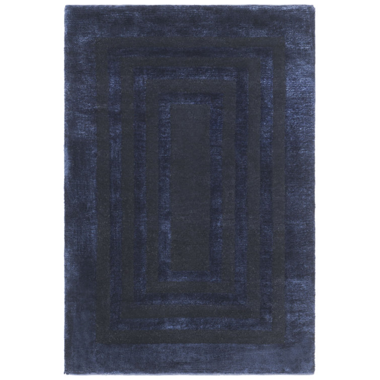 Sapphire Ellington Border Hand-Knotted Wool-Viscose Small Area Rug