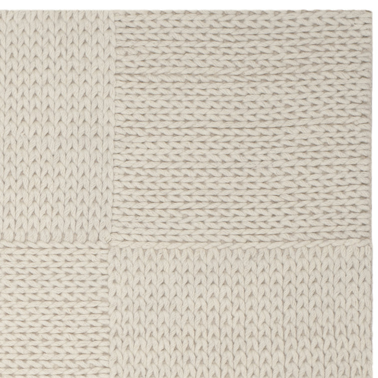 Braided Handmade Stripe Wool-Cotton Blend Rug, 4' x 6', Cream