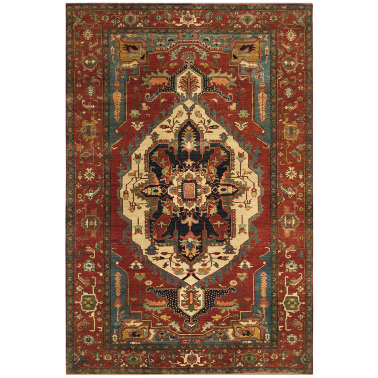 Regency Red Hand-Knotted Wool Medallion Area Rug, 2' x 3'