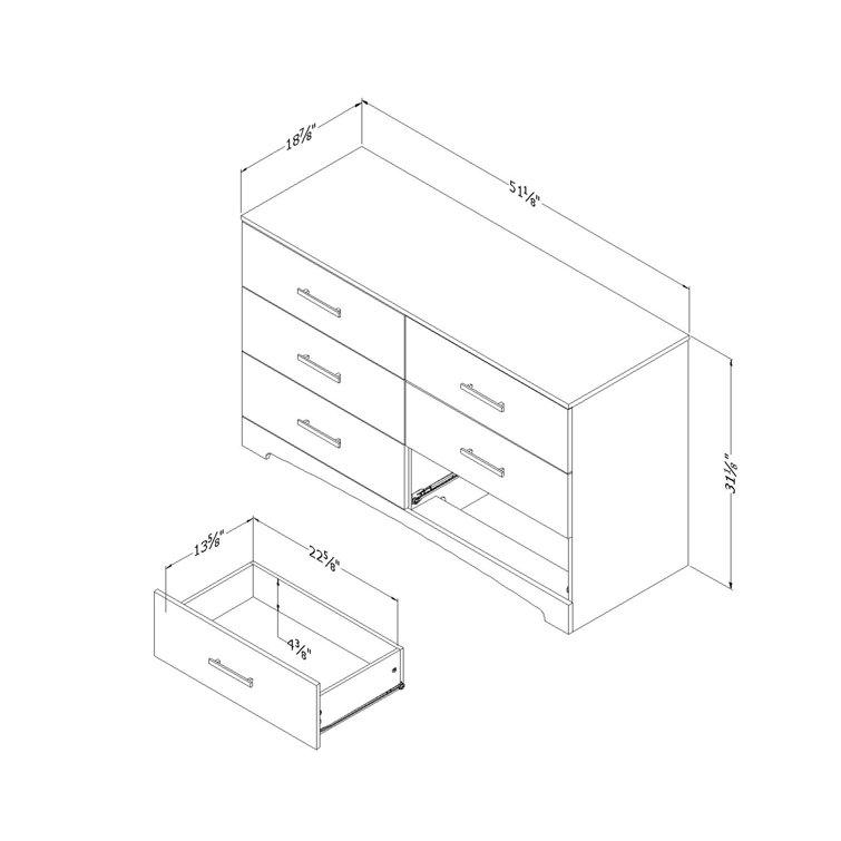 White Double Dresser with Soft Close Drawers
