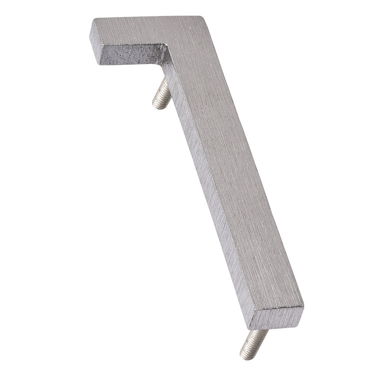 Brushed Aluminum Floating Modern House Number 1, 4-inch