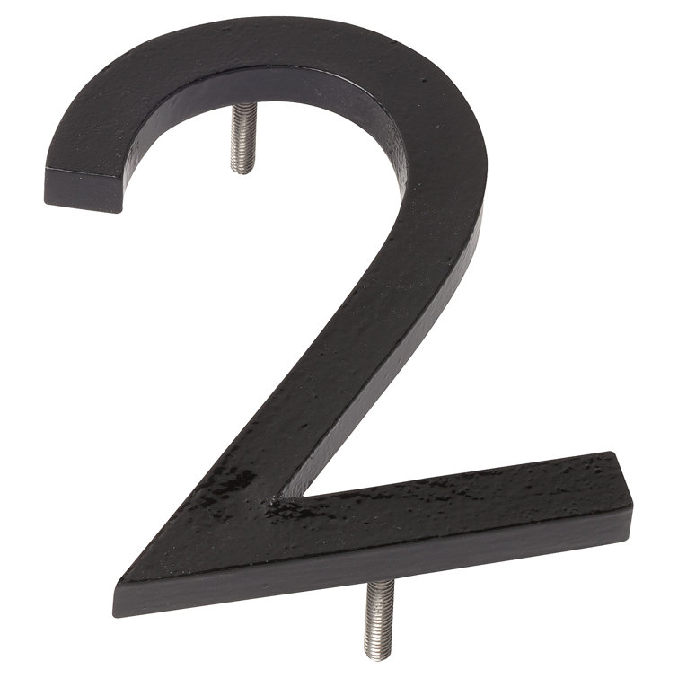 8-inch Black Aluminum Floating Modern House Number 2
