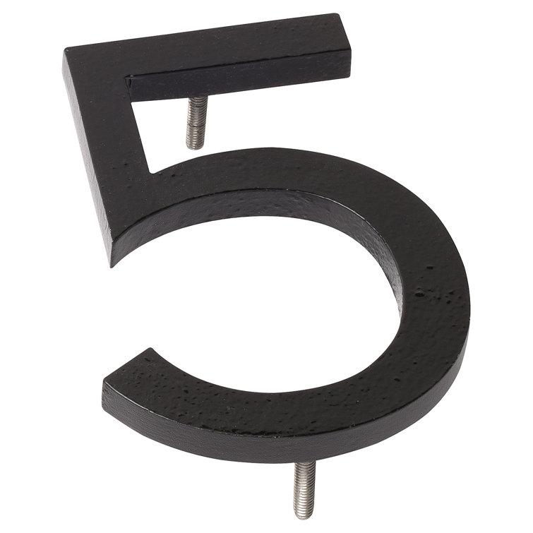 8-inch Black Aluminum Floating House Number 5