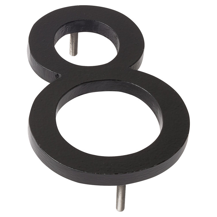 Black Aluminum Floating House Number 8, 8" Height