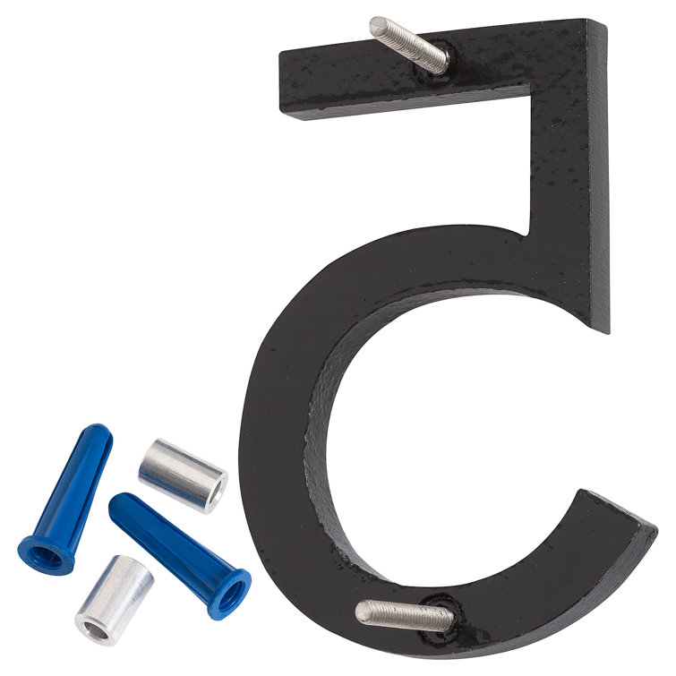 8-inch Black Aluminum Floating House Number 5