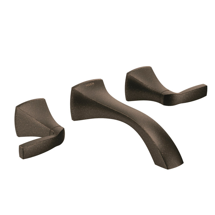 Polished Nickel Wall Mounted Widespread Bathroom Faucet