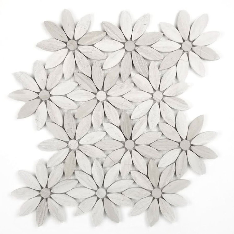 Tuscany 12x12 Beige Marble Floral Mosaic Tile