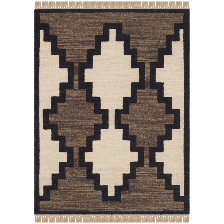Modern Navajo-Inspired 2' x 3' Reversible Wool Area Rug