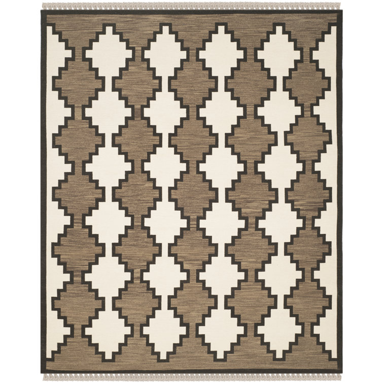 Navajo Inspired 8' x 10' Reversible Red Wool Area Rug