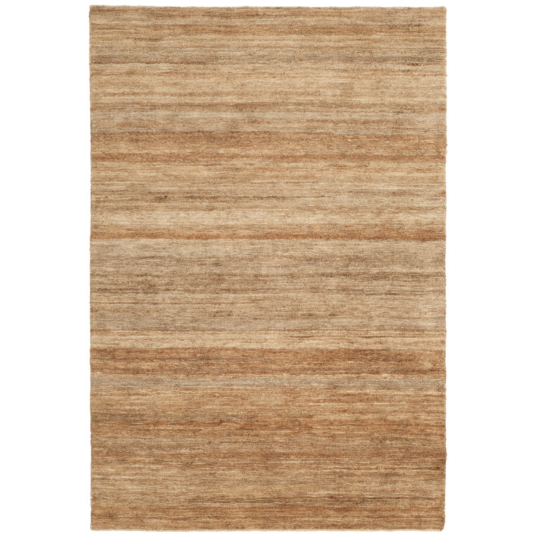 Hand-Knotted Stripe Wool Area Rug in Neutral Tobacco, 4' x 6'