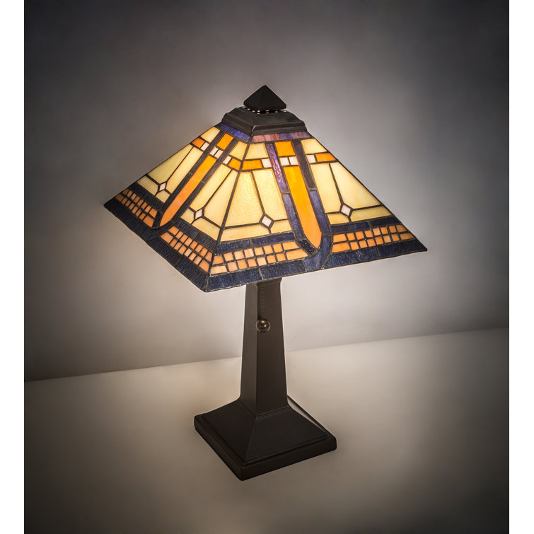 Sierra Prairie Mission 16" Stained Glass Bronze Table Lamp