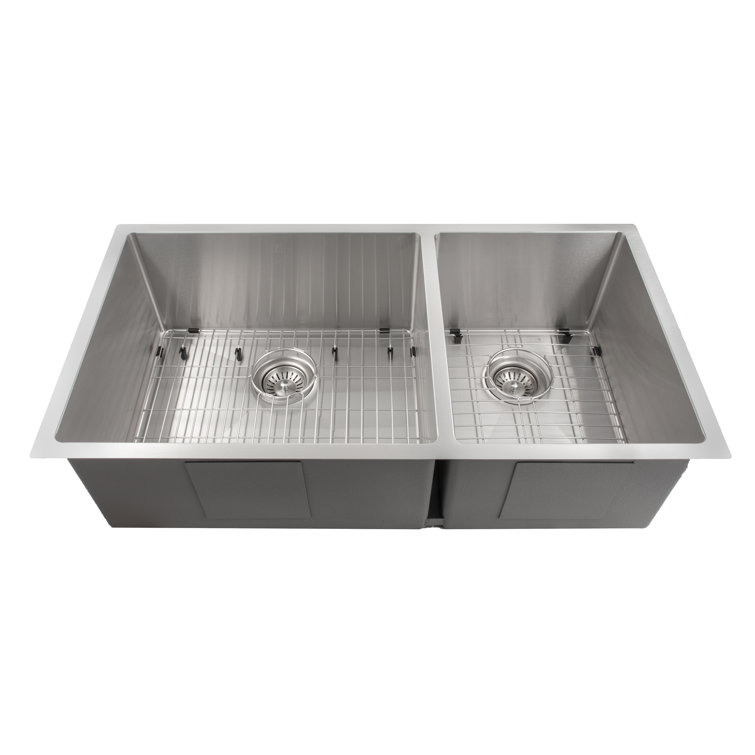 Chamonix 36" Stainless Steel Double Bowl Undermount Kitchen Sink