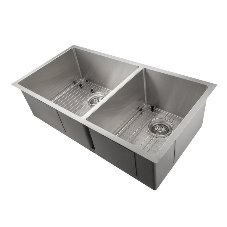 Chamonix 36" Stainless Steel Double Bowl Undermount Kitchen Sink