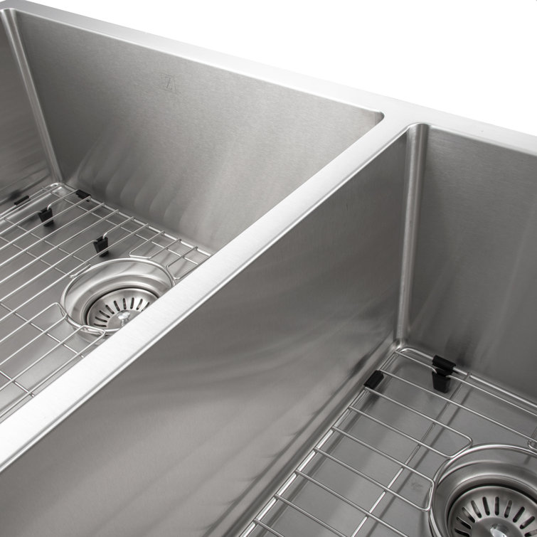 Chamonix 36" Stainless Steel Double Bowl Undermount Kitchen Sink