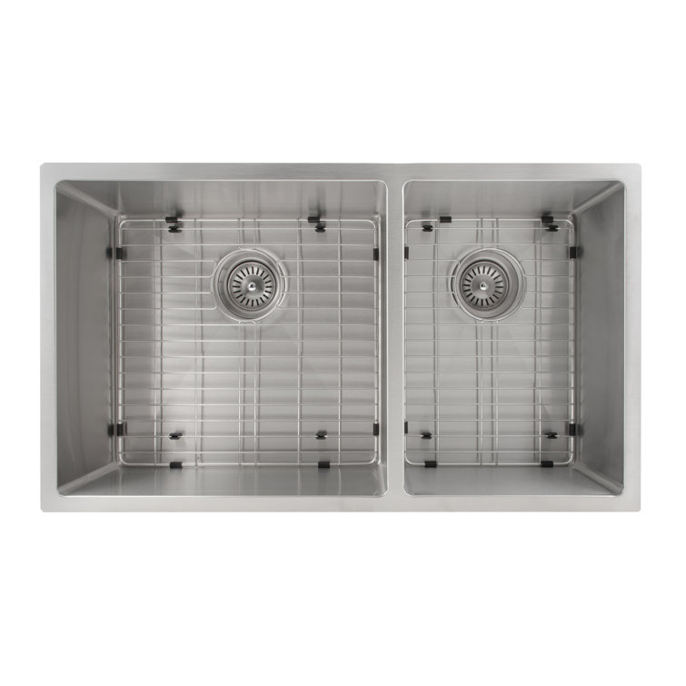 Chamonix 33" Stainless Steel Double Basin Undermount Kitchen Sink