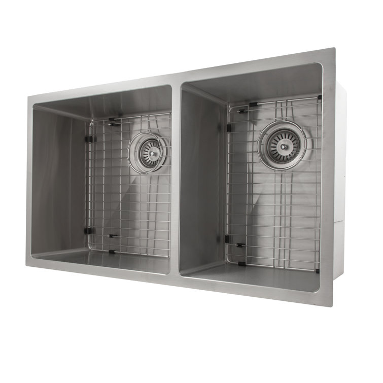 Chamonix 33" Stainless Steel Double Basin Undermount Kitchen Sink