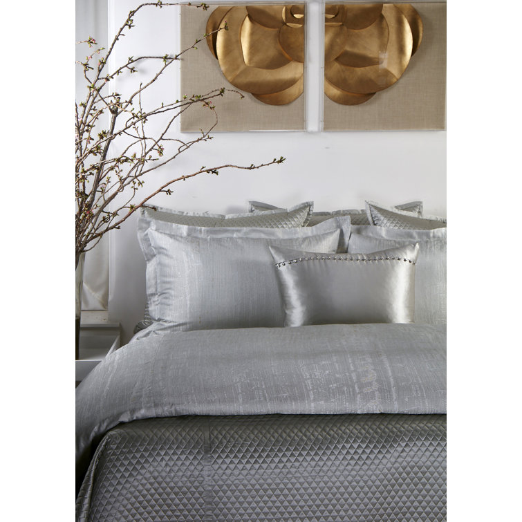 Luxurious Seablue Double Diamond King Coverlet Set with Flanged Borders