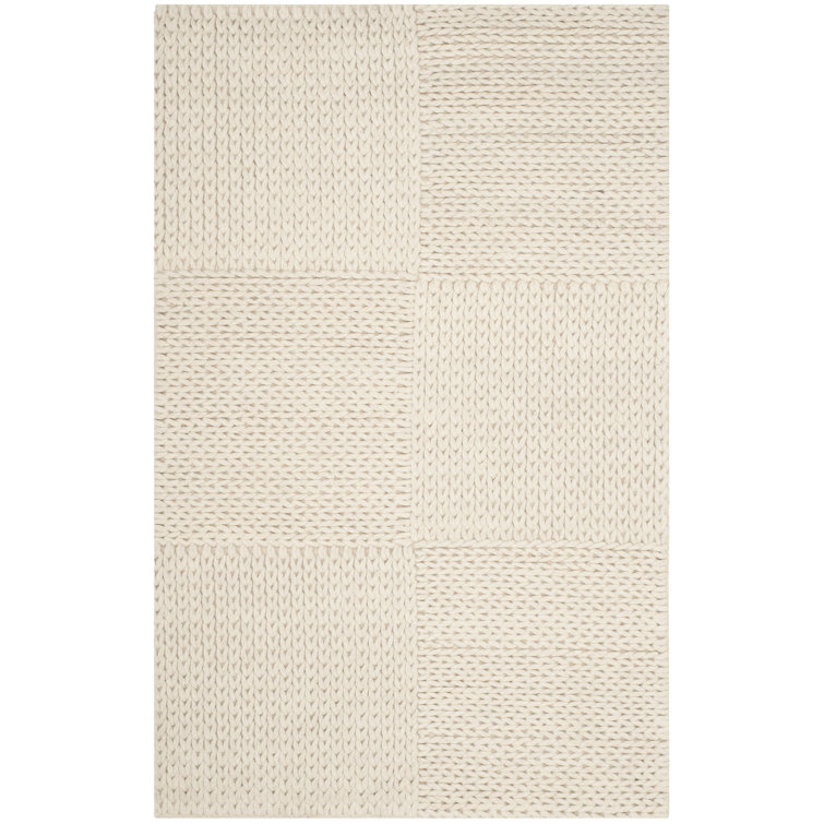 Braided Handmade Stripe Wool-Cotton Blend Rug, 4' x 6', Cream