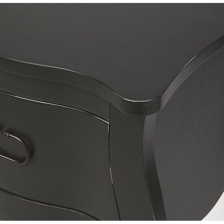 Rochelle Mahogany Black Nightstand with Iron Hardware and Shelf