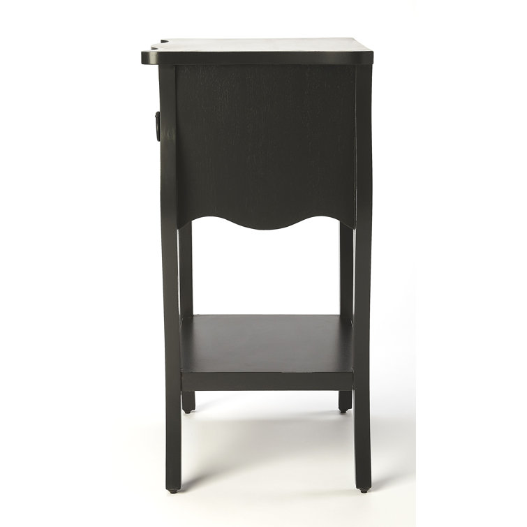 Rochelle Mahogany Black Nightstand with Iron Hardware and Shelf