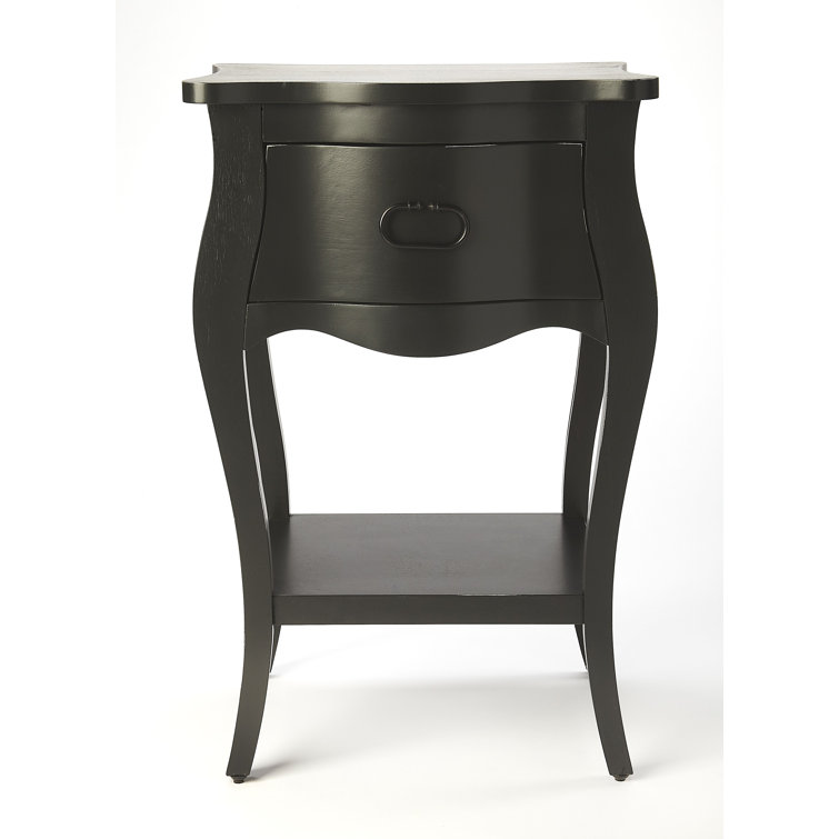 Rochelle Mahogany Black Nightstand with Iron Hardware and Shelf