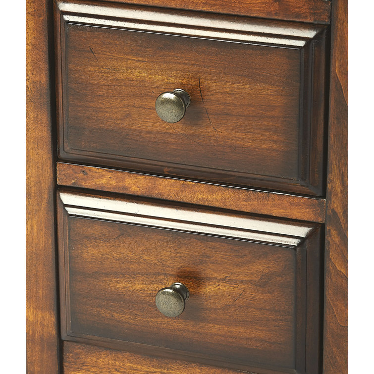 Marcus Antique Cherry Rectangular Wood Side Table with Storage