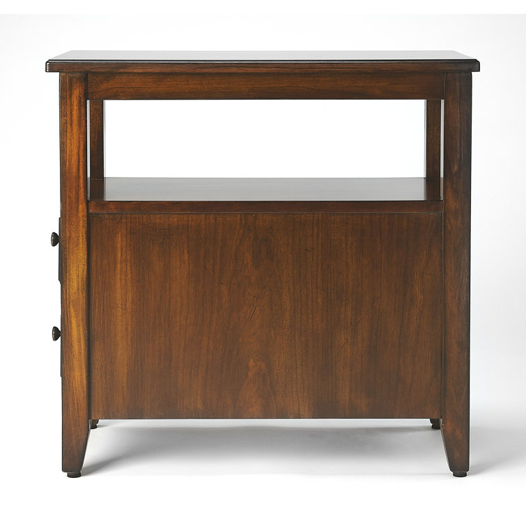 Marcus Antique Cherry Rectangular Wood Side Table with Storage
