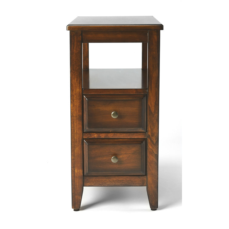 Marcus Antique Cherry Rectangular Wood Side Table with Storage