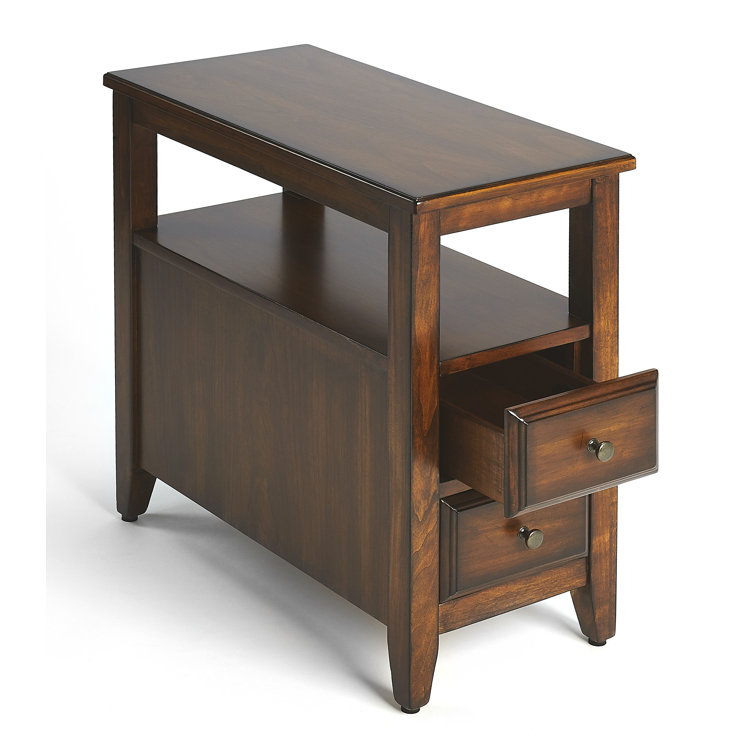 Marcus Antique Cherry Rectangular Wood Side Table with Storage