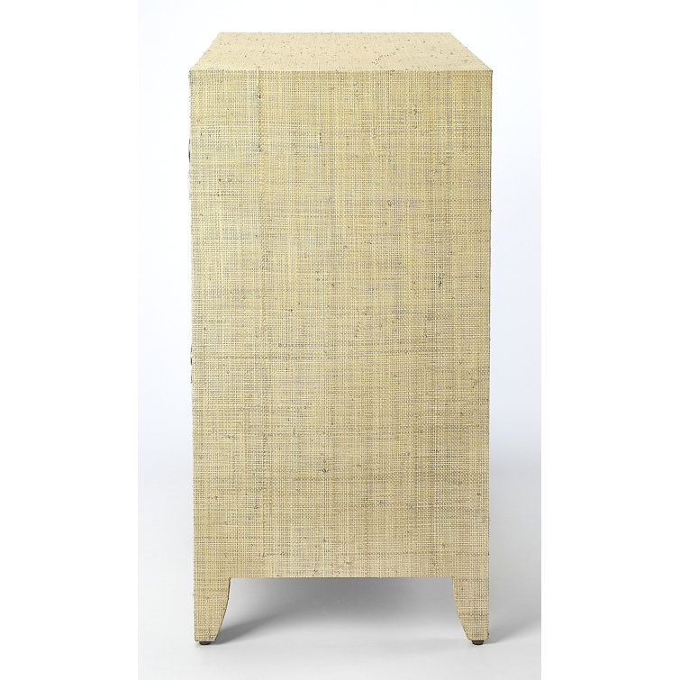 Amelle Coastal Beige Raffia 4-Drawer Accent Chest