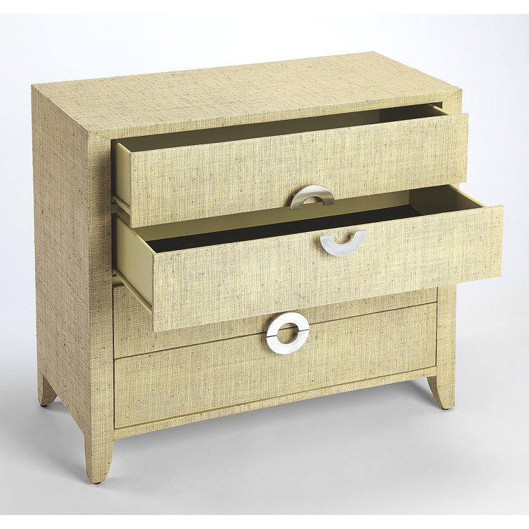 Amelle Coastal Beige Raffia 4-Drawer Accent Chest