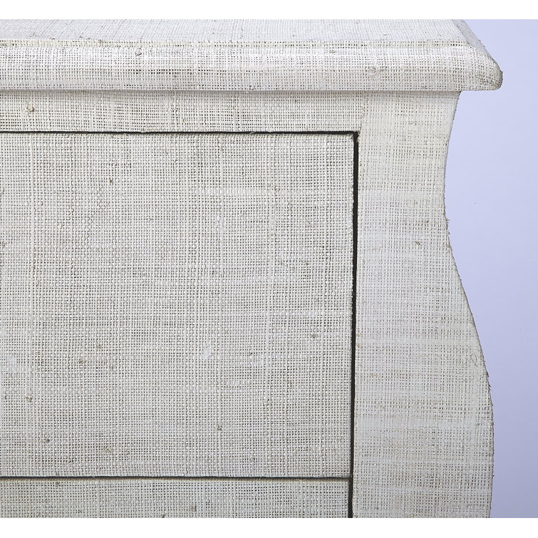 Felicia White Raffia Coastal Accent Chest with Butterfly Pulls