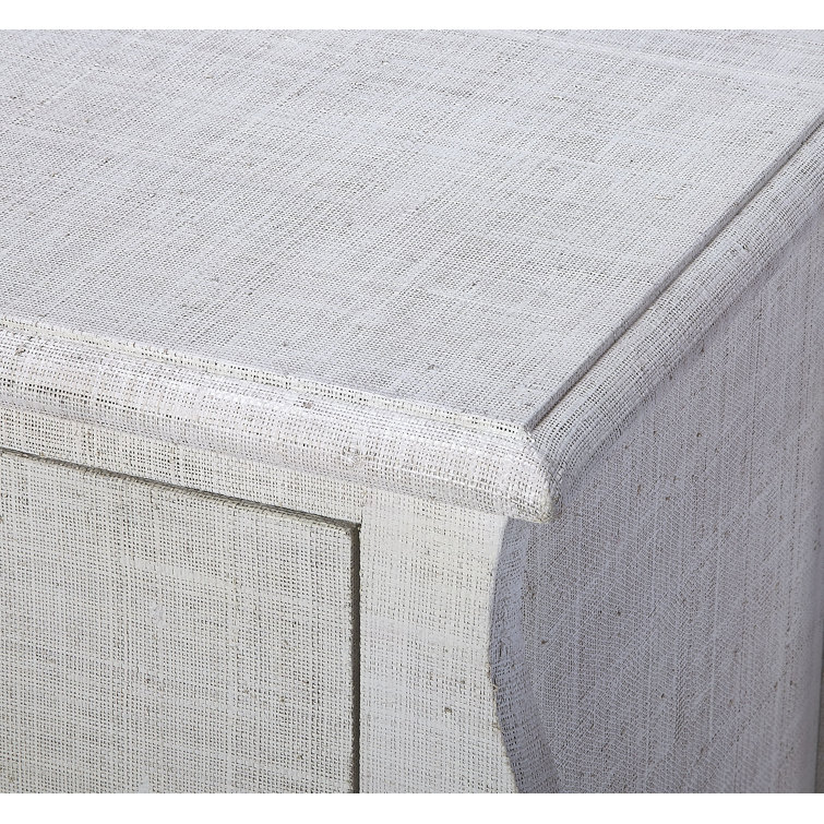 Felicia White Raffia Coastal Accent Chest with Butterfly Pulls