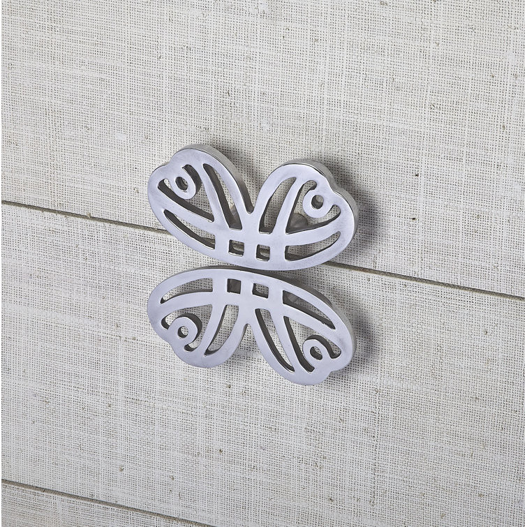 Felicia White Raffia Coastal Accent Chest with Butterfly Pulls