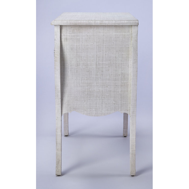 Felicia White Raffia Coastal Accent Chest with Butterfly Pulls