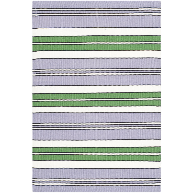 Coastal Breeze Blue Stripe Handmade Synthetic Rug 4' x 6'