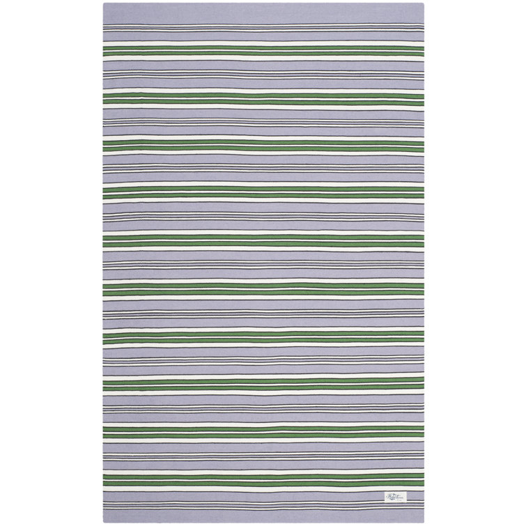 Coastal Breeze Blue Stripe Handmade Synthetic Rug 4' x 6'