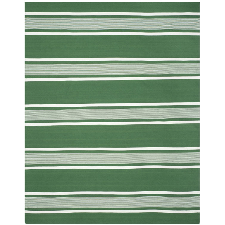 Hanover Stripe Easy-Care Synthetic 4' x 6' Area Rug in Green