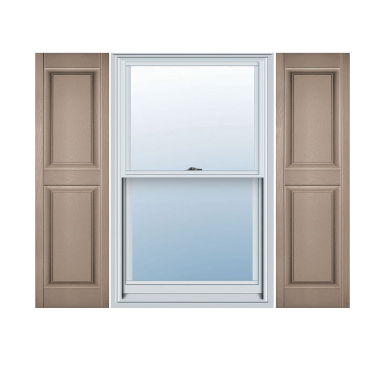 White Vinyl Raised Panel Shutters Pair, 12" x 66"
